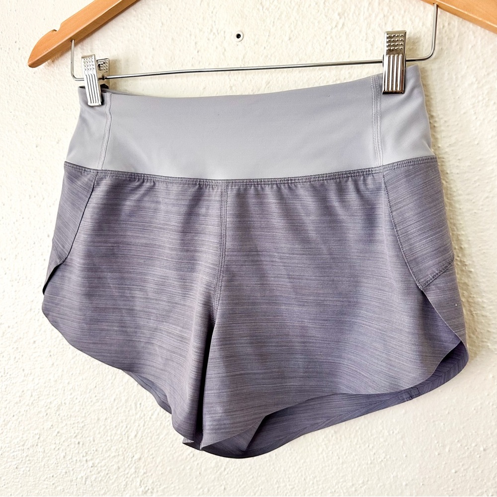 Athleta Womens Lavender Run With It Textured 3.5" Running Shorts - Picture 3 of 7